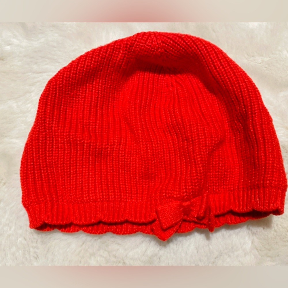 Janie and Jack Vibrant Red Knit Beanie with Bow
